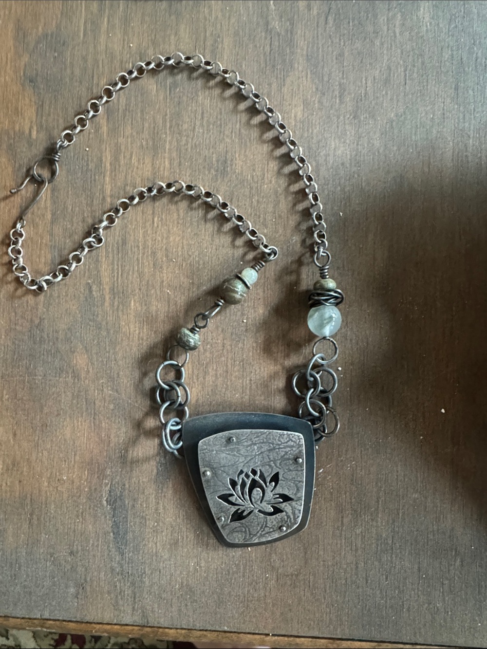 Handcrafted Lotus Necklace Tish Collins mixed media artist